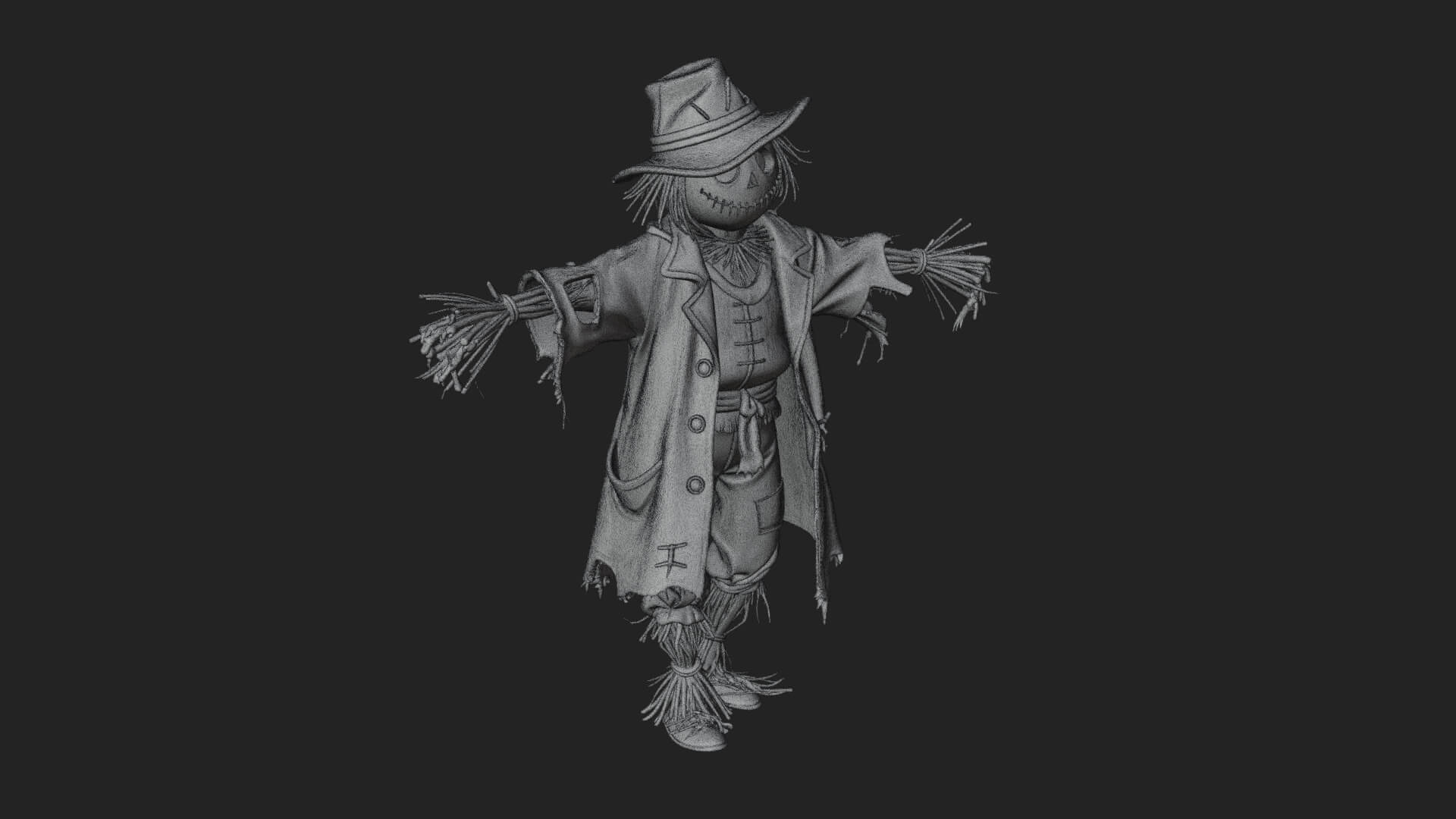 Pumpkin Scarecrow Statue Design 19 3D Print Model 3D Model