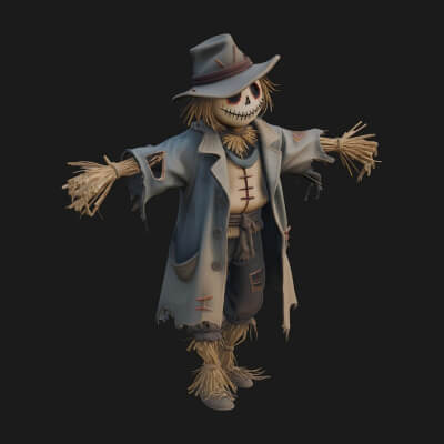 Pumpkin Scarecrow Statue Design 19 3D Print Model