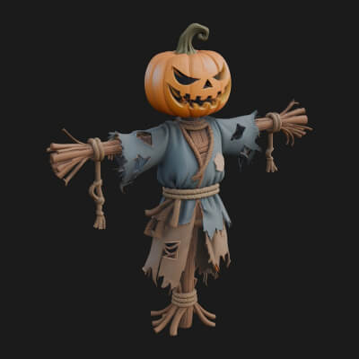 Pumpkin Scarecrow Statue Design 7 3D Print Model