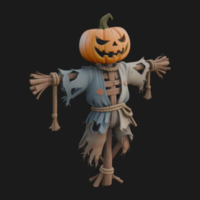 Pumpkin Scarecrow Statue Design 8 3D Print Model