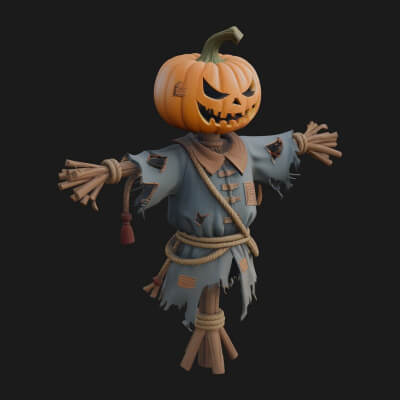 Pumpkin Scarecrow Statue Design 9 3D Print Model
