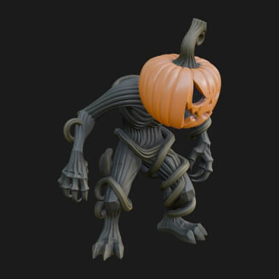 Pumpkin Tree Creature Statue Design 6 3D Print Model
