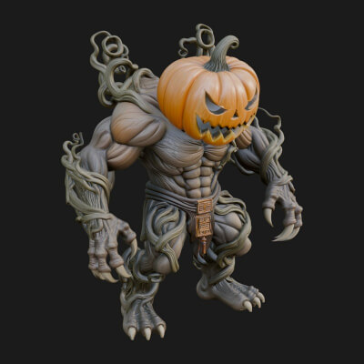 Pumpkin Vine Monster Statue Design 1 3D Print Model