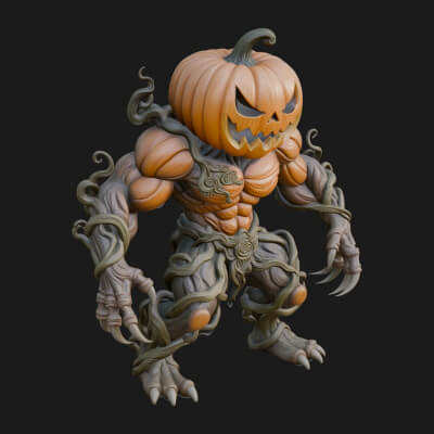 Pumpkin Vine Monster Statue Design 2 3D Print Model