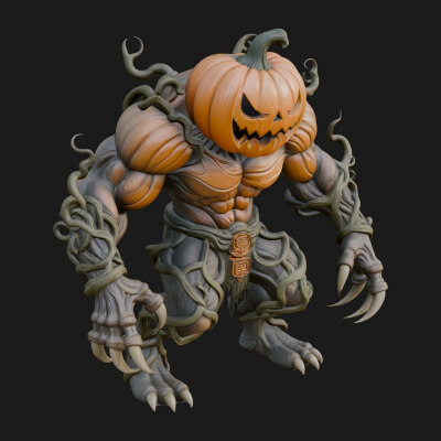 Pumpkin Vine Monster Statue Design 3 3D Print Model