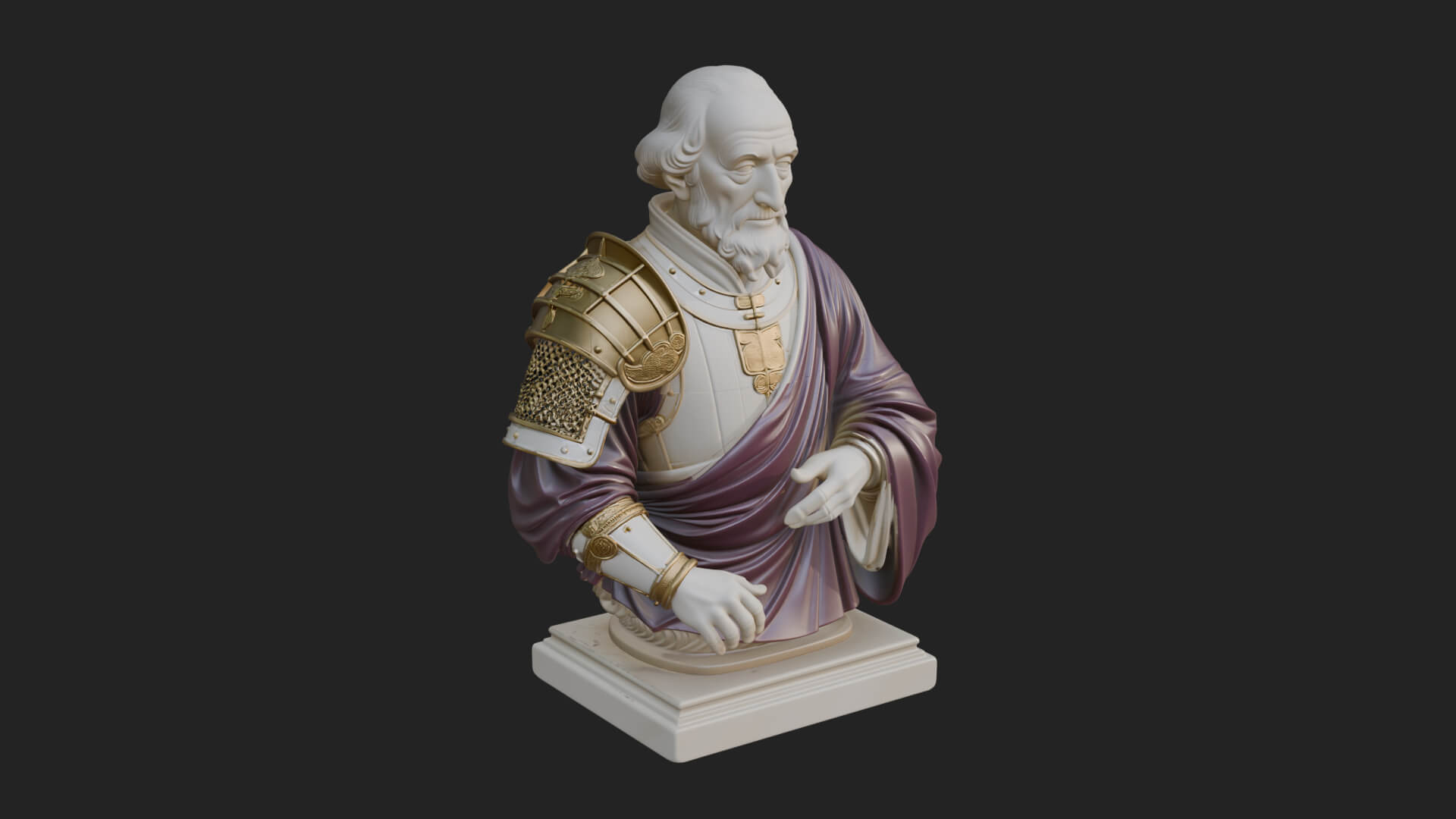 Purple Armor Elder Bust Design 12 3D Print Model 3D Model