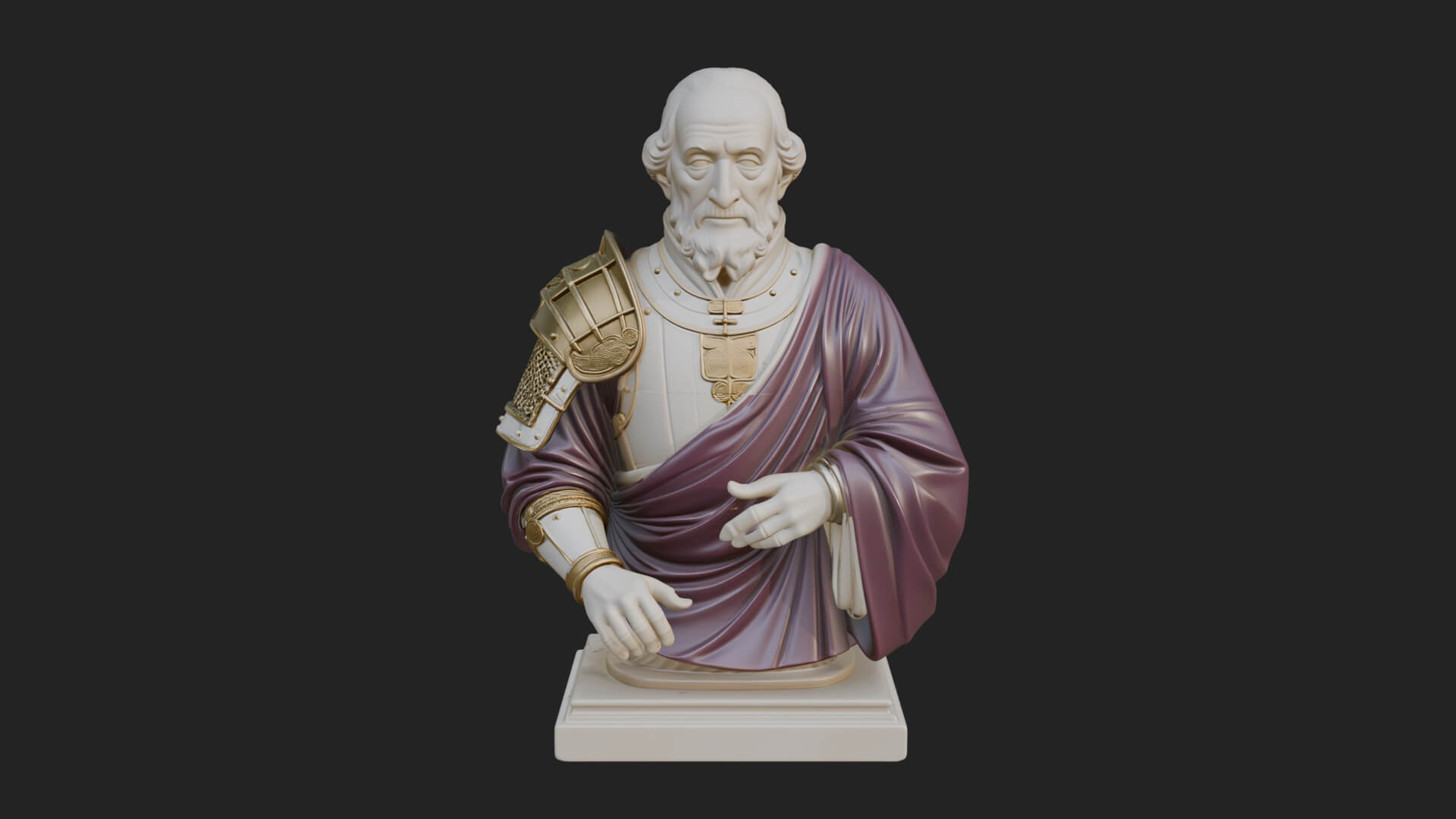Purple Armor Elder Bust Design 12 3D Print Model 3D Model