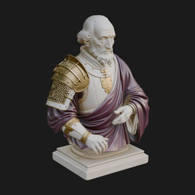 Purple Armor Elder Bust Design 12 3D Print Model