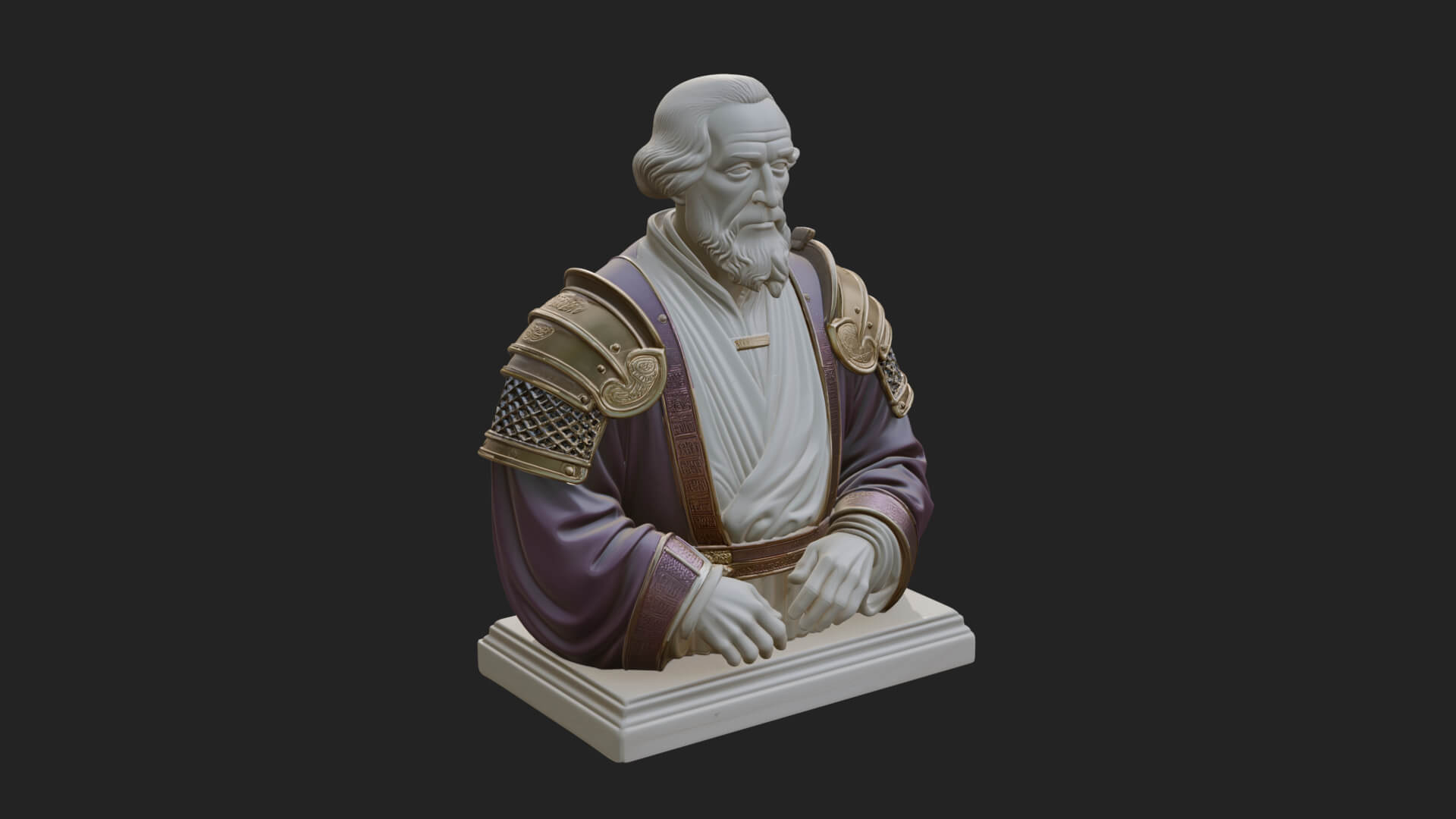 Purple Armor Elder Bust Design 15 3D Print Model 3D Model
