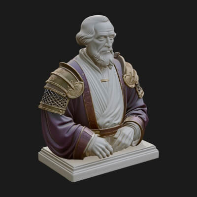 Purple Armor Elder Bust Design 15 3D Print Model