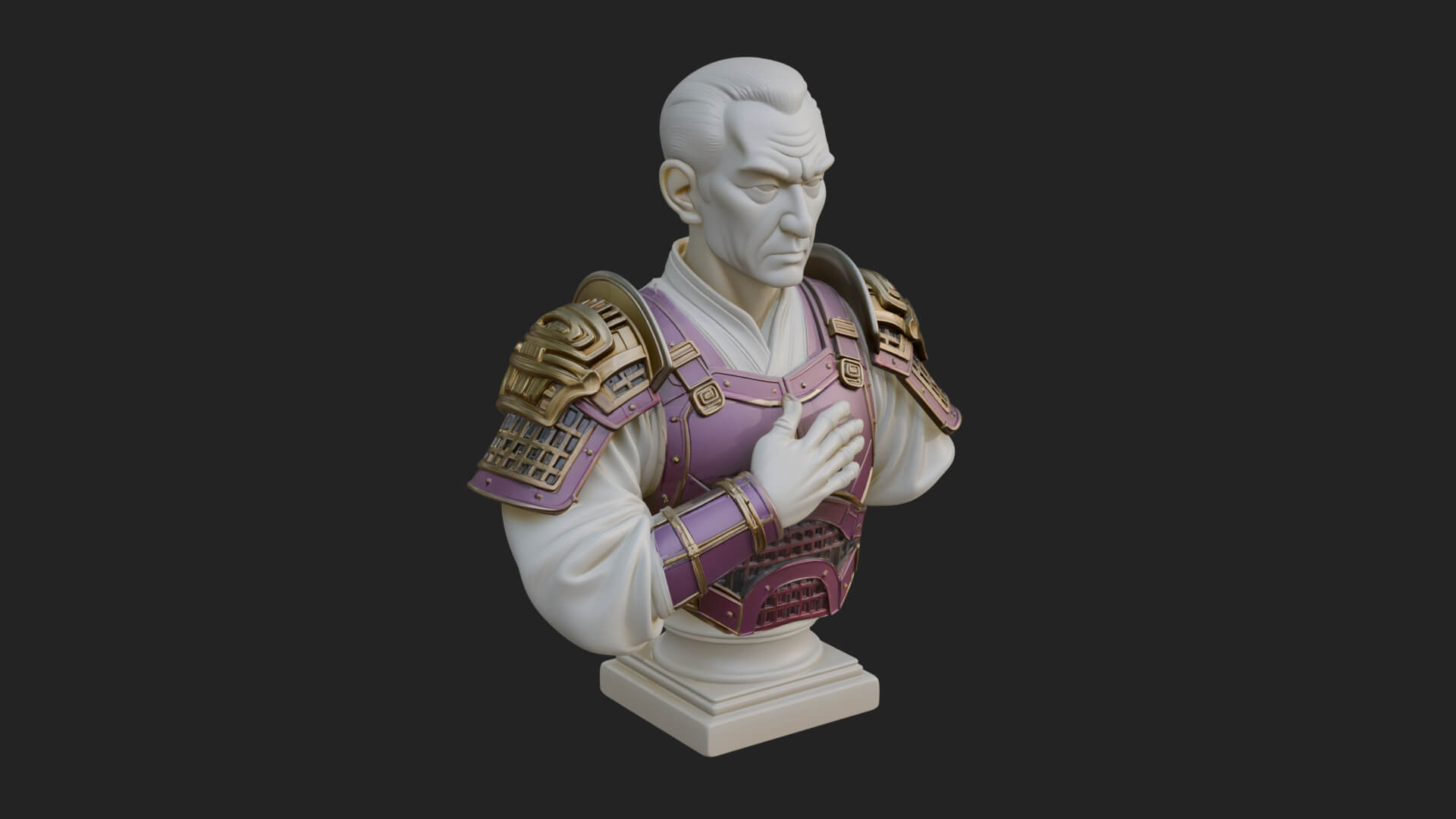 Purple Armor Elder Bust Design 2 3D Print Model 3D Model