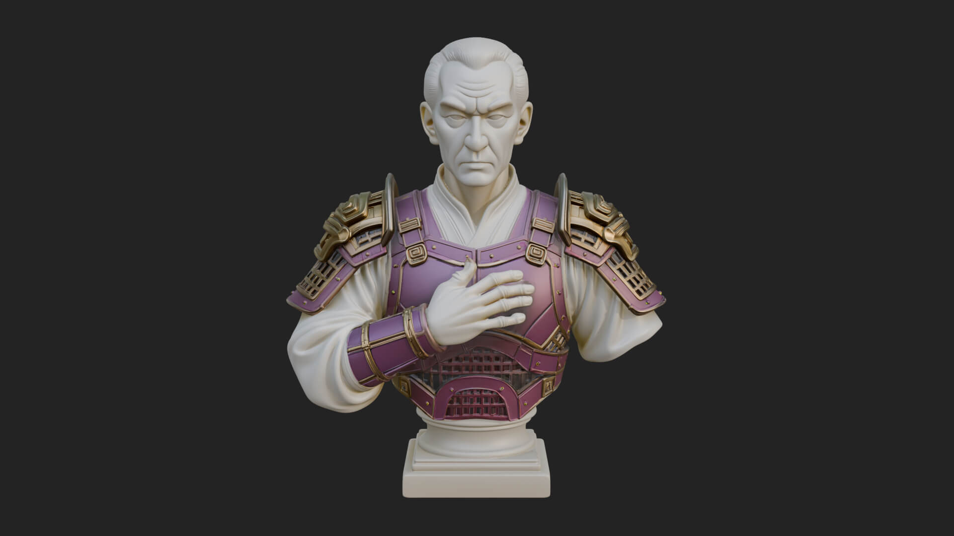 Purple Armor Elder Bust Design 2 3D Print Model 3D Model