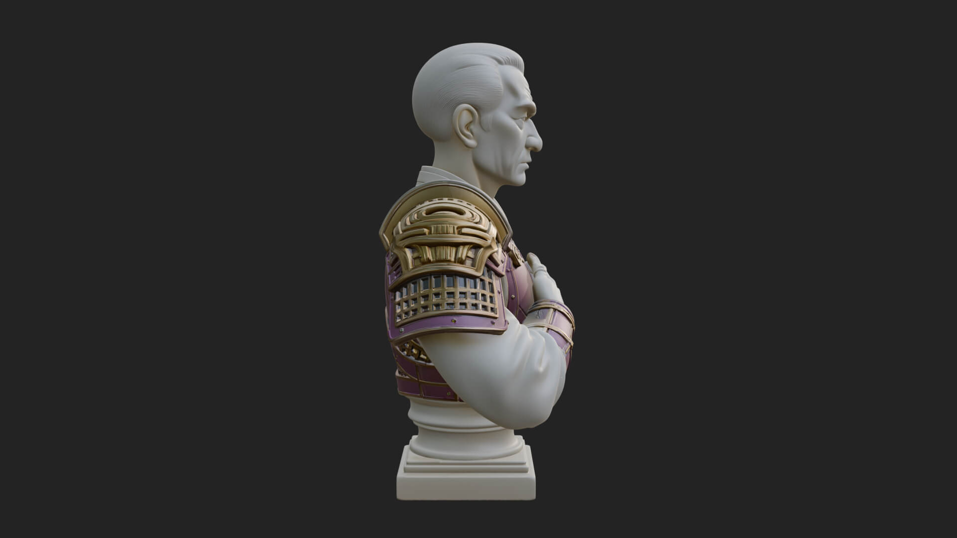Purple Armor Elder Bust Design 2 3D Print Model 3D Model