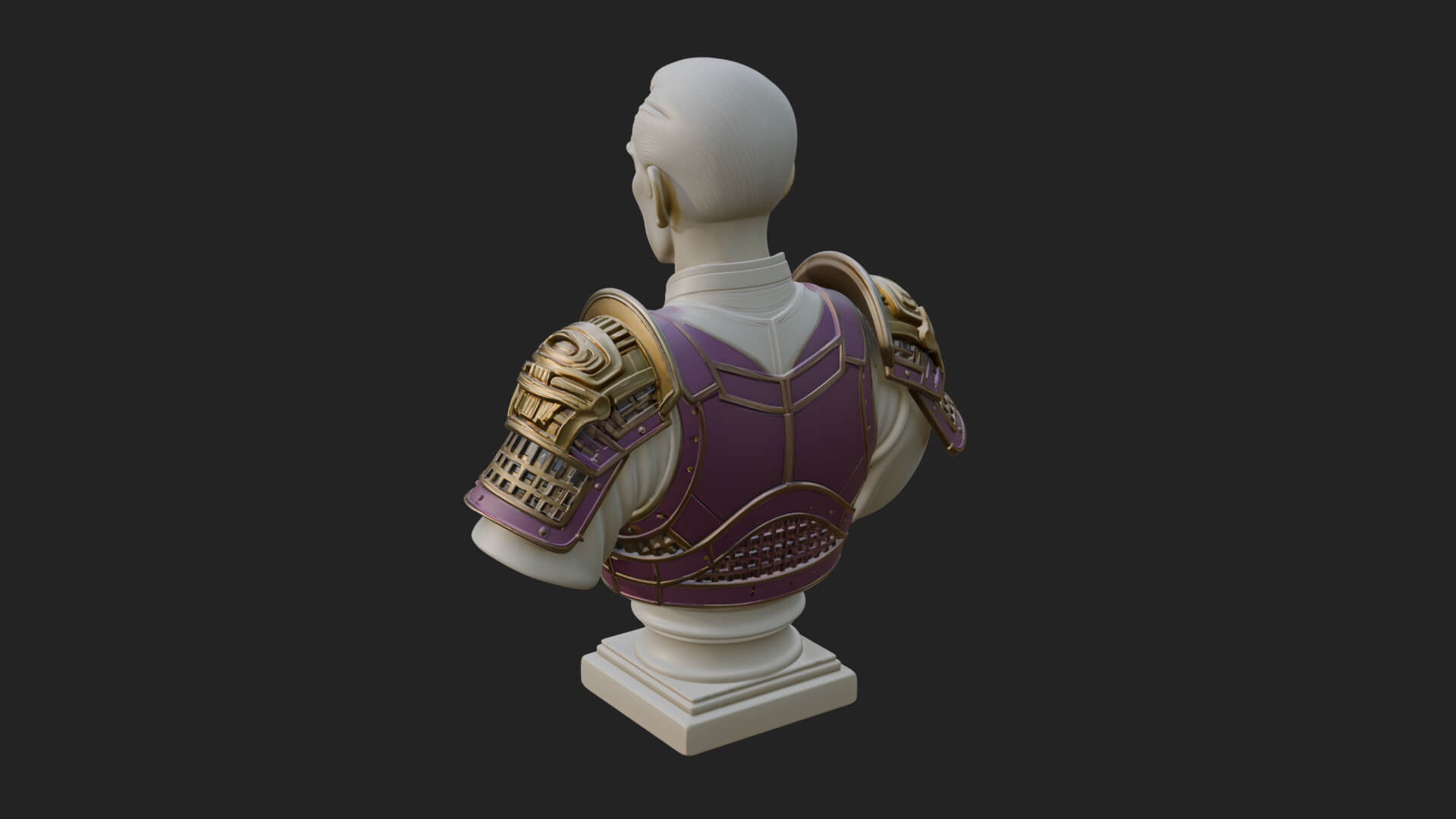 Purple Armor Elder Bust Design 2 3D Print Model 3D Model