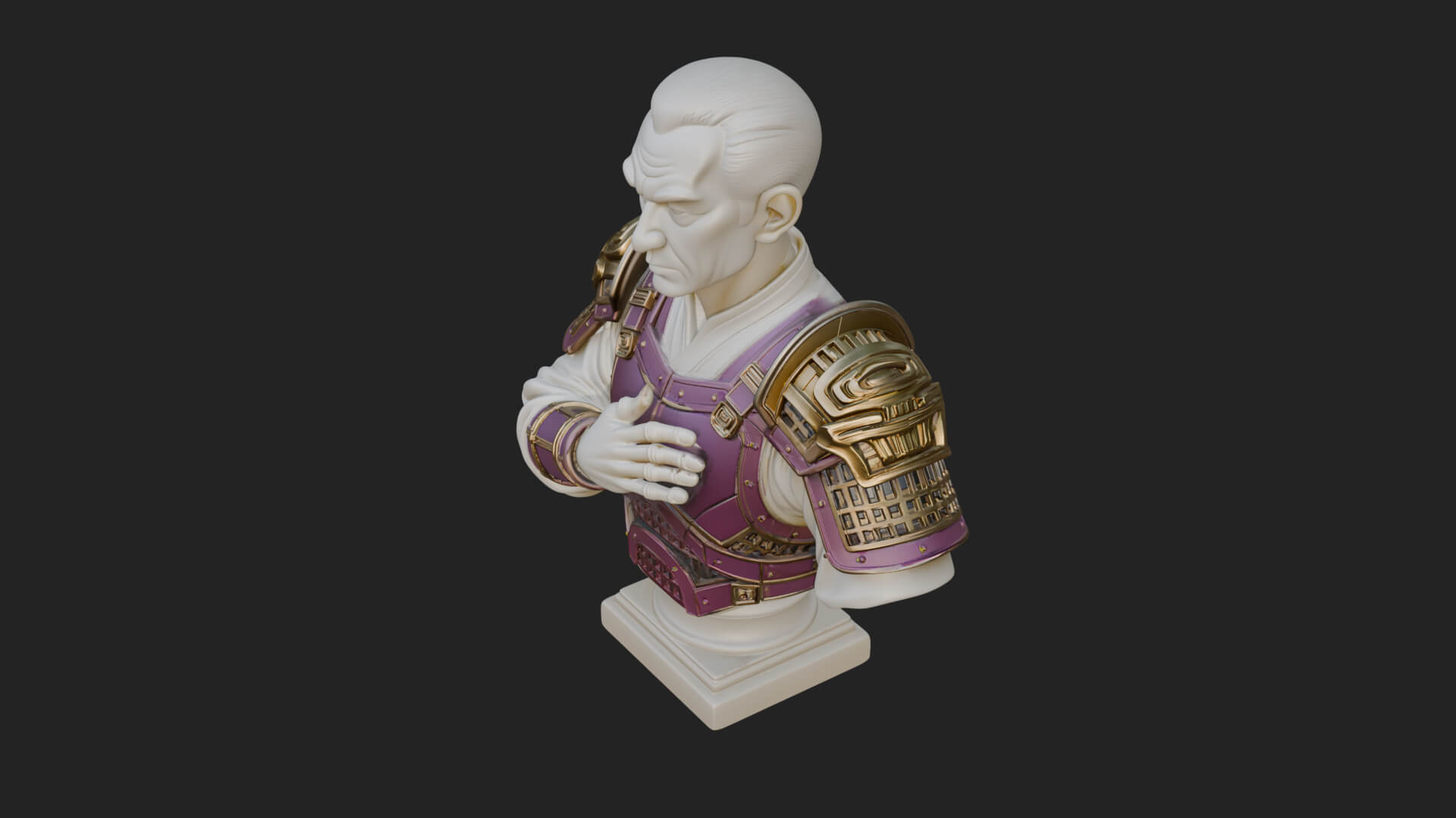 Purple Armor Elder Bust Design 2 3D Print Model 3D Model