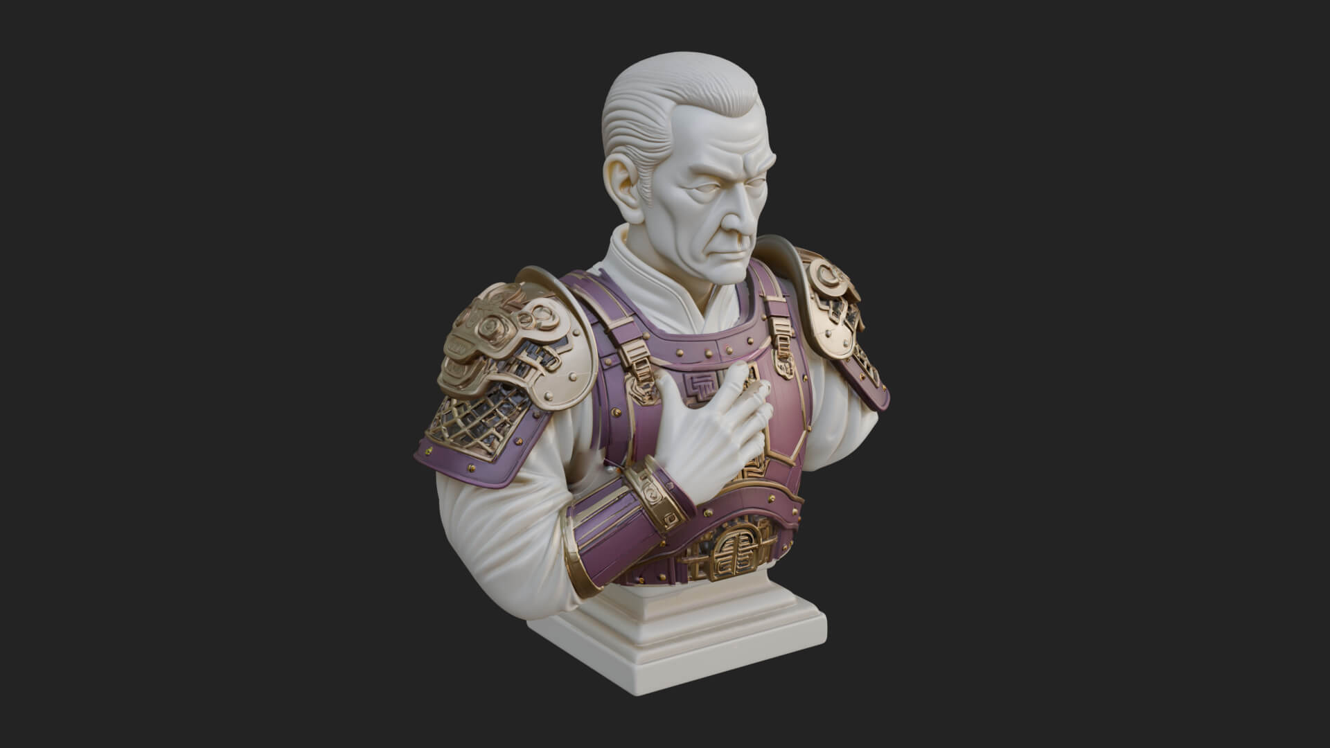 Purple Armor Elder Bust Design 3 3D Print Model 3D Model