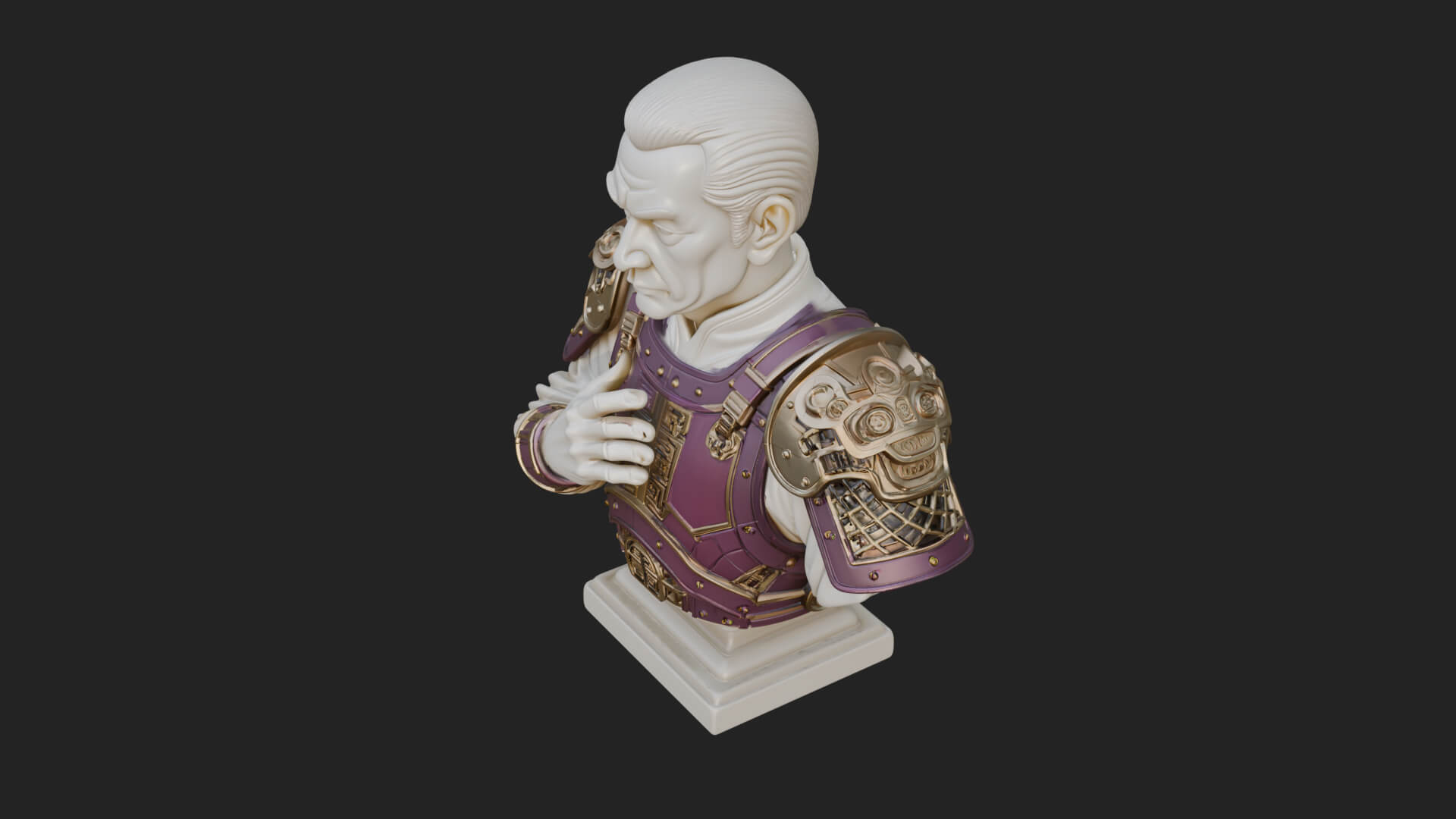 Purple Armor Elder Bust Design 3 3D Print Model 3D Model