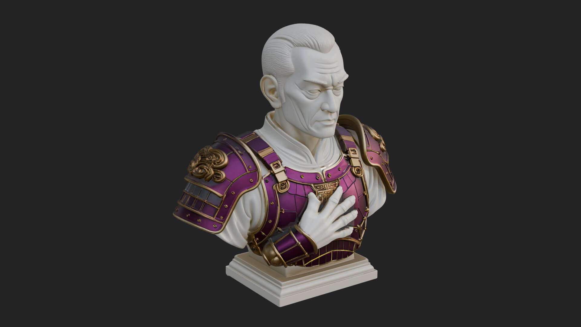 Purple Armor Elder Bust Design 4 3D Print Model 3D Model