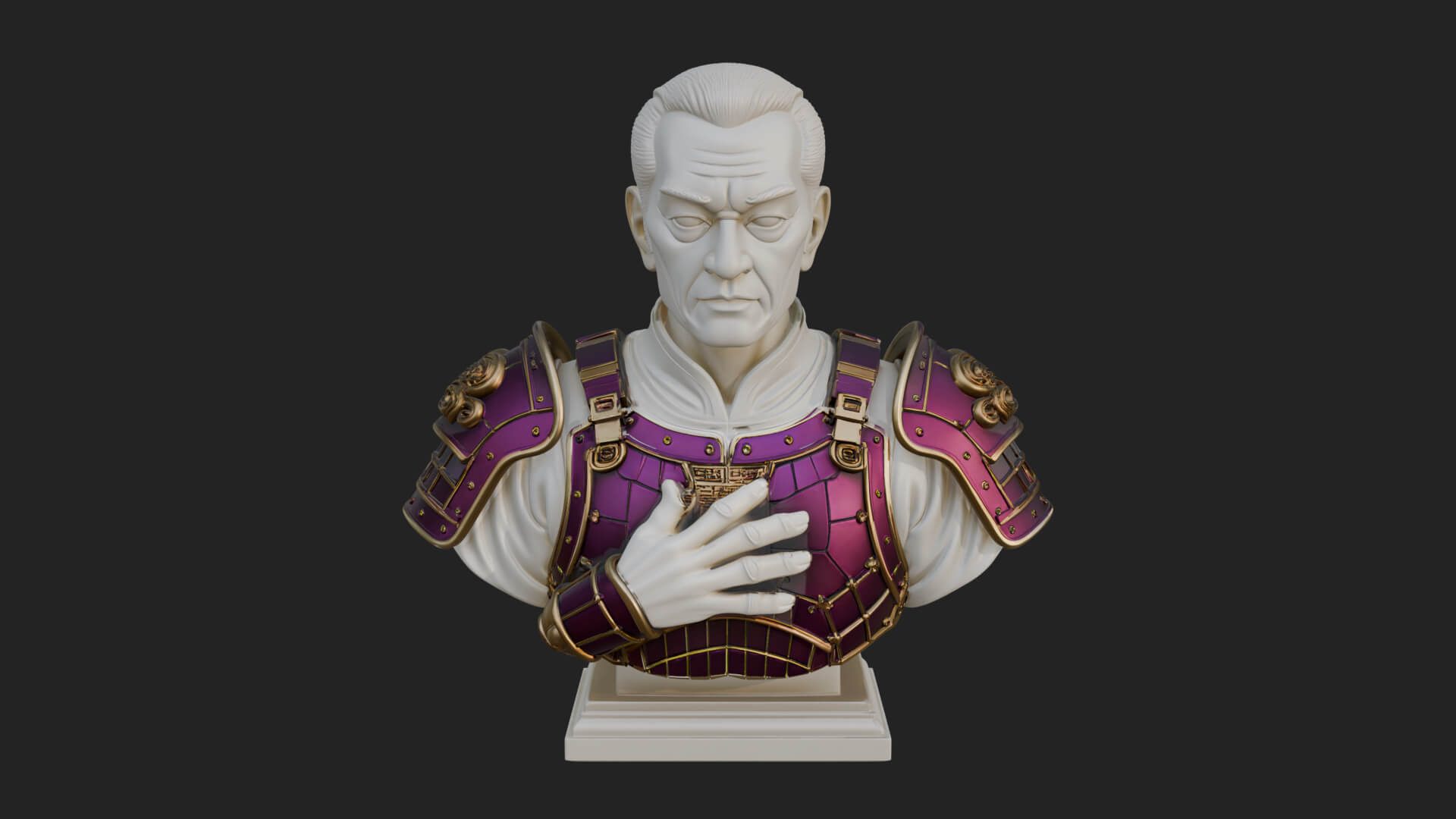 Purple Armor Elder Bust Design 4 3D Print Model 3D Model