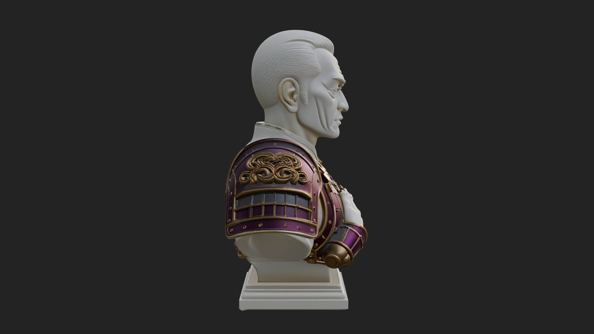Purple Armor Elder Bust Design 4 3D Print Model 3D Model