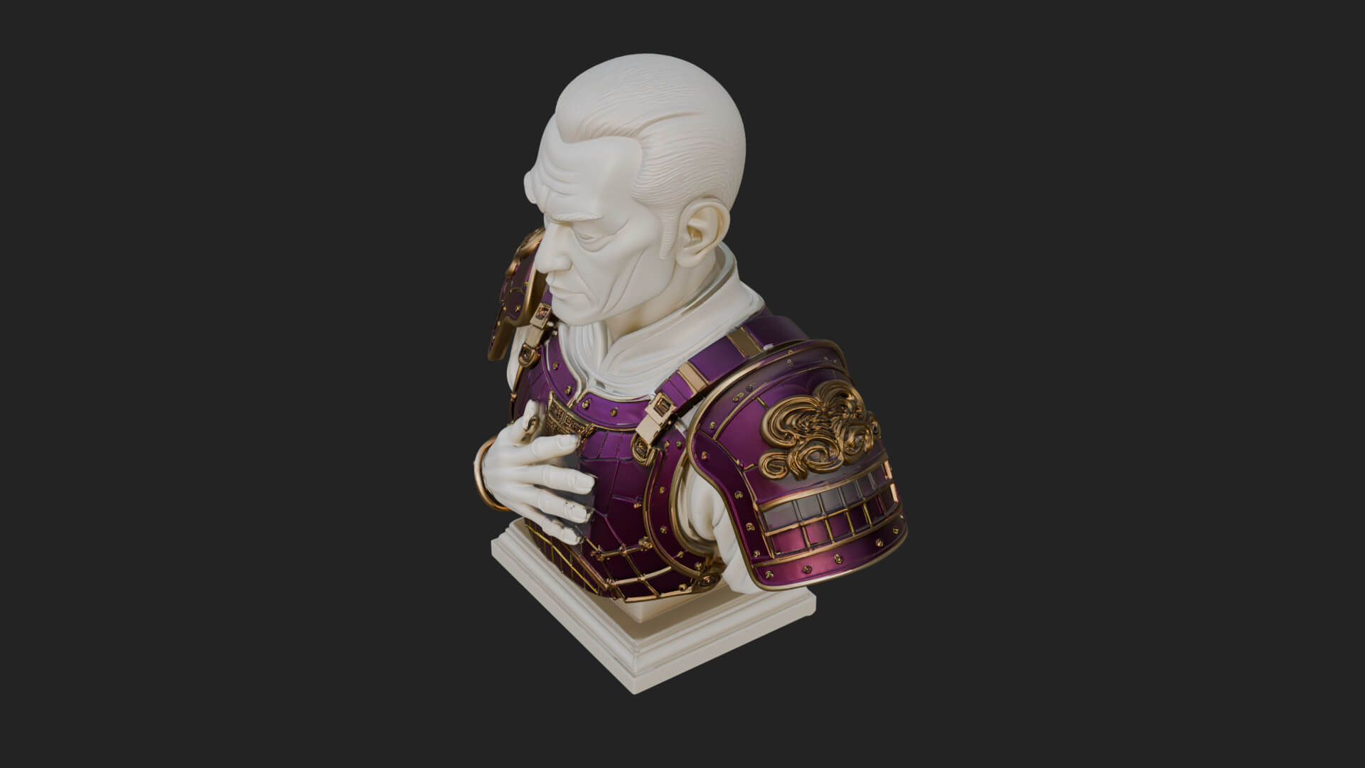 Purple Armor Elder Bust Design 4 3D Print Model 3D Model