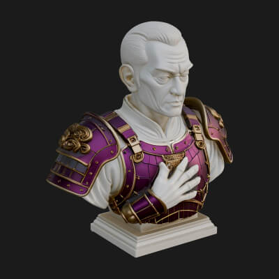 Purple Armor Elder Bust Design 4 3D Print Model