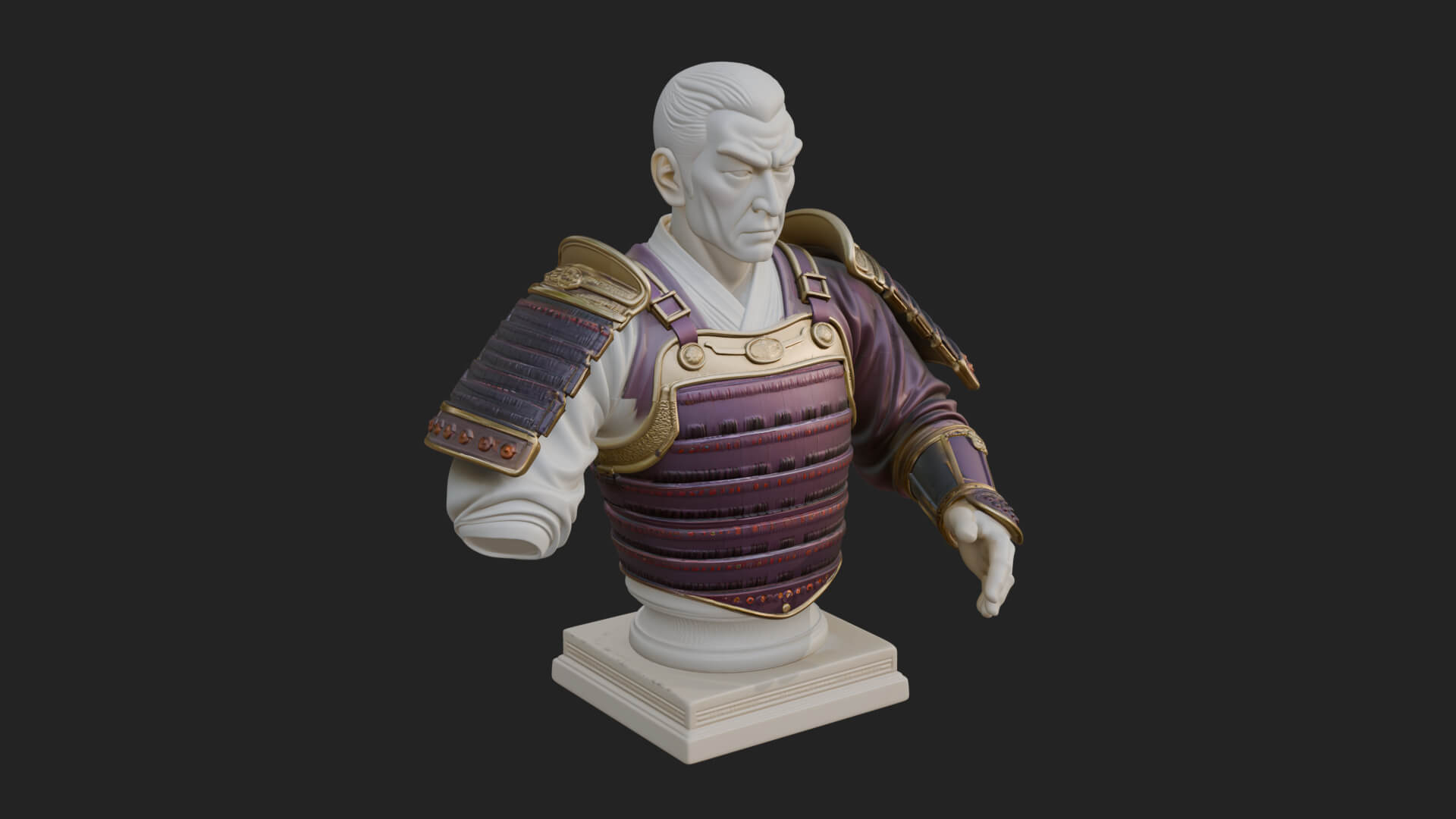 Purple Armor Elder Bust Design 5 3D Print Model 3D Model