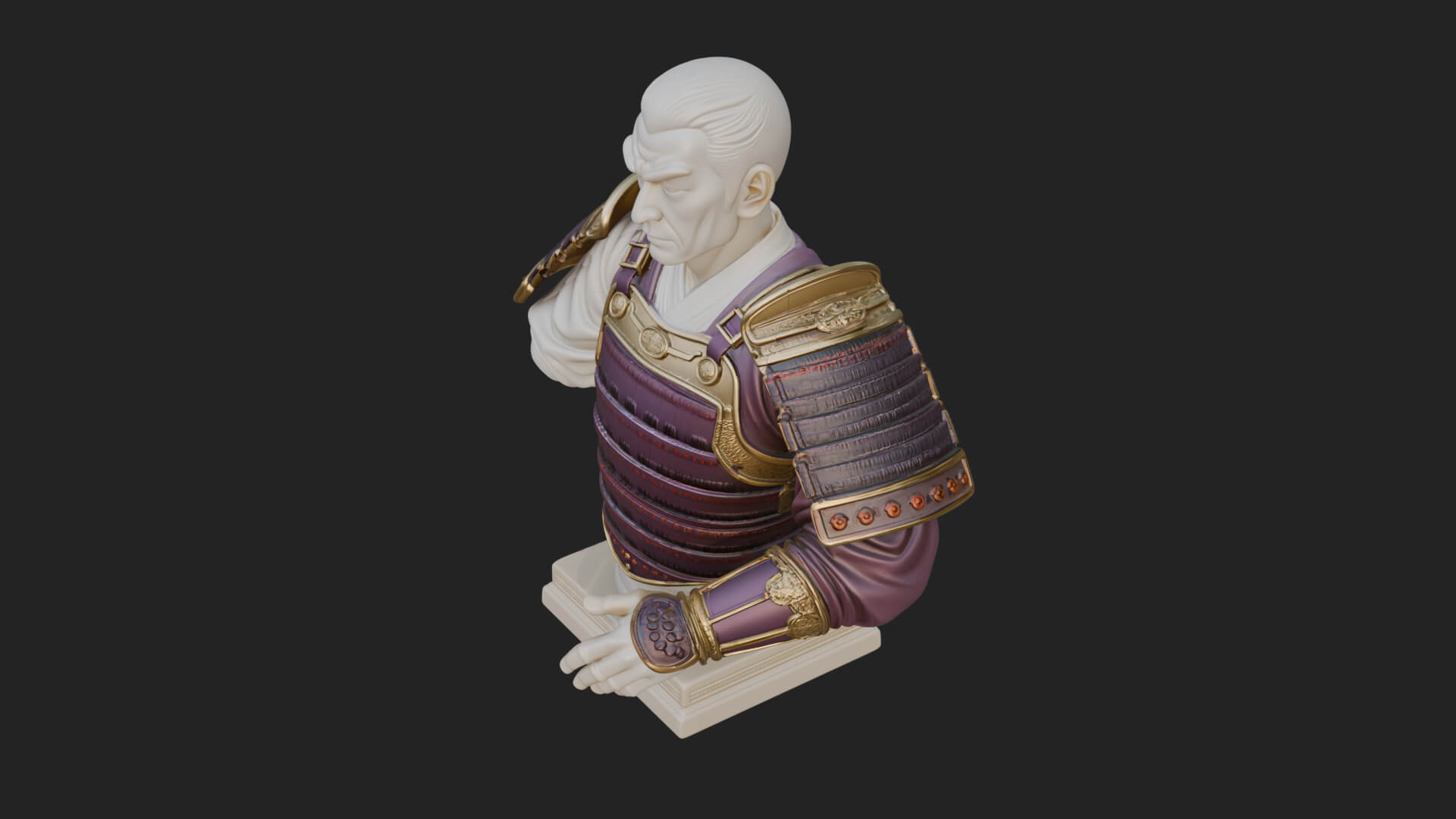 Purple Armor Elder Bust Design 5 3D Print Model 3D Model