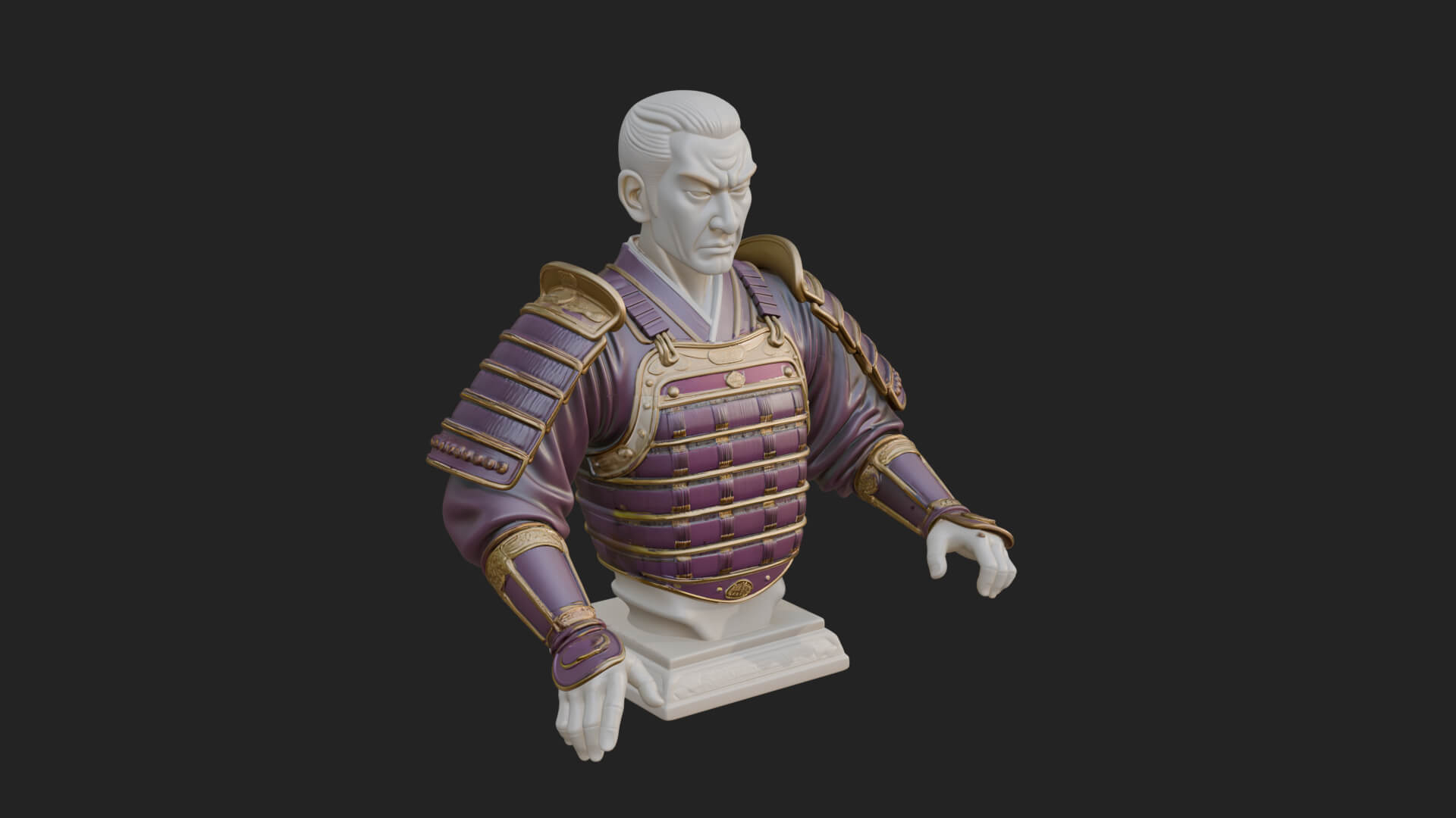 Purple Armor Elder Bust Design 6 3D Print Model 3D Model
