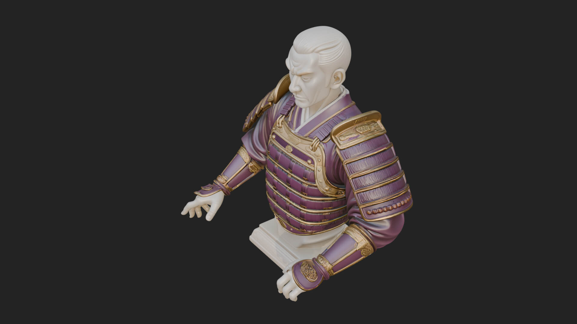 Purple Armor Elder Bust Design 6 3D Print Model 3D Model