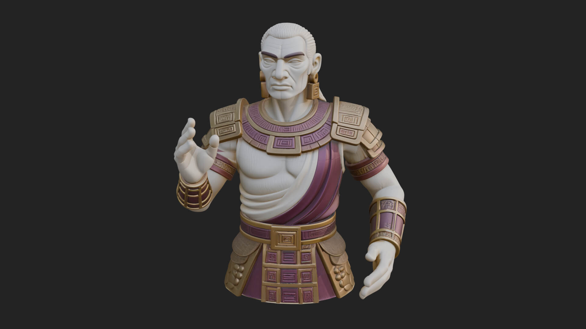 Purple Armor Elder Bust Design 9 3D Print Model 3D Model