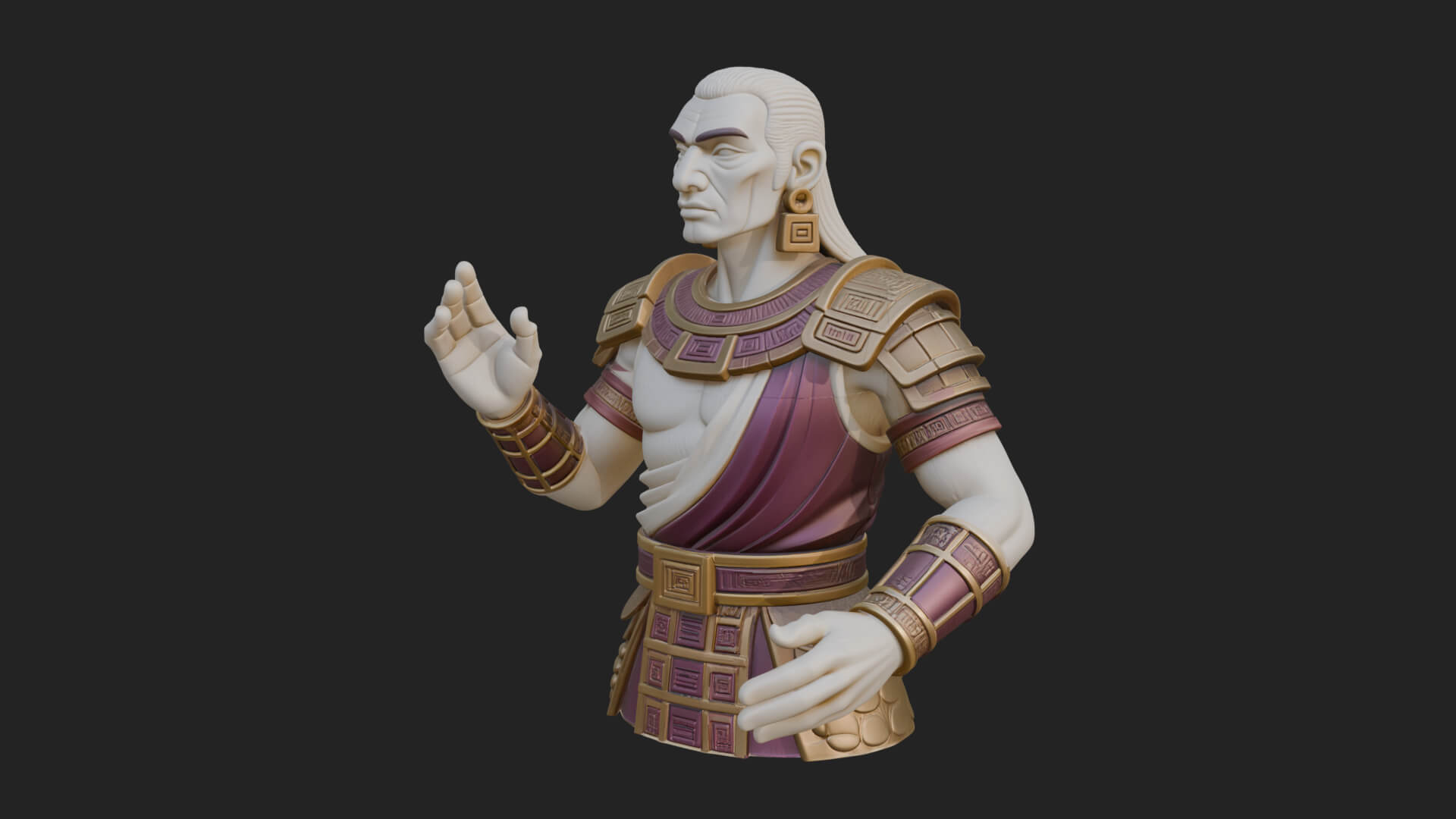Purple Armor Elder Bust Design 9 3D Print Model 3D Model