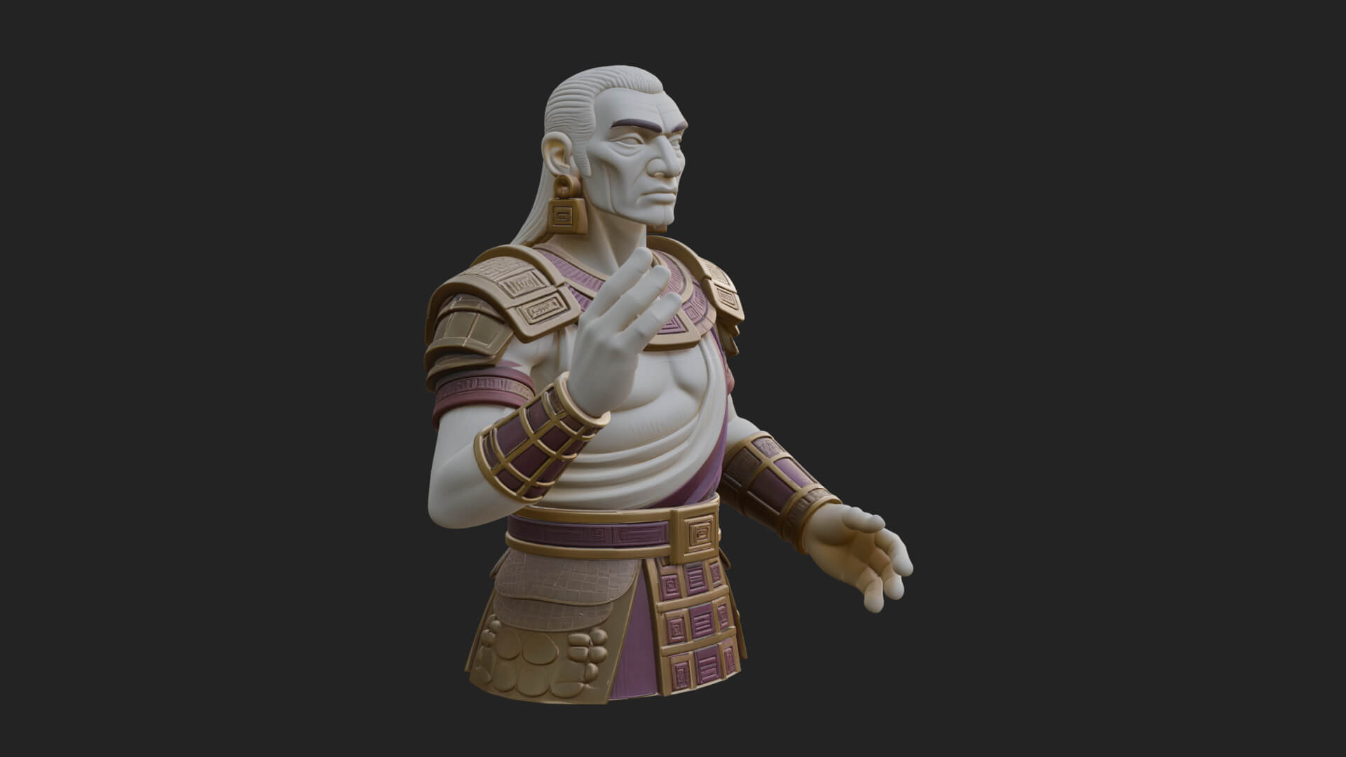 Purple Armor Elder Bust Design 9 3D Print Model 3D Model