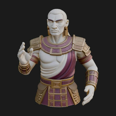 Purple Armor Elder Bust Design 9 3D Print Model