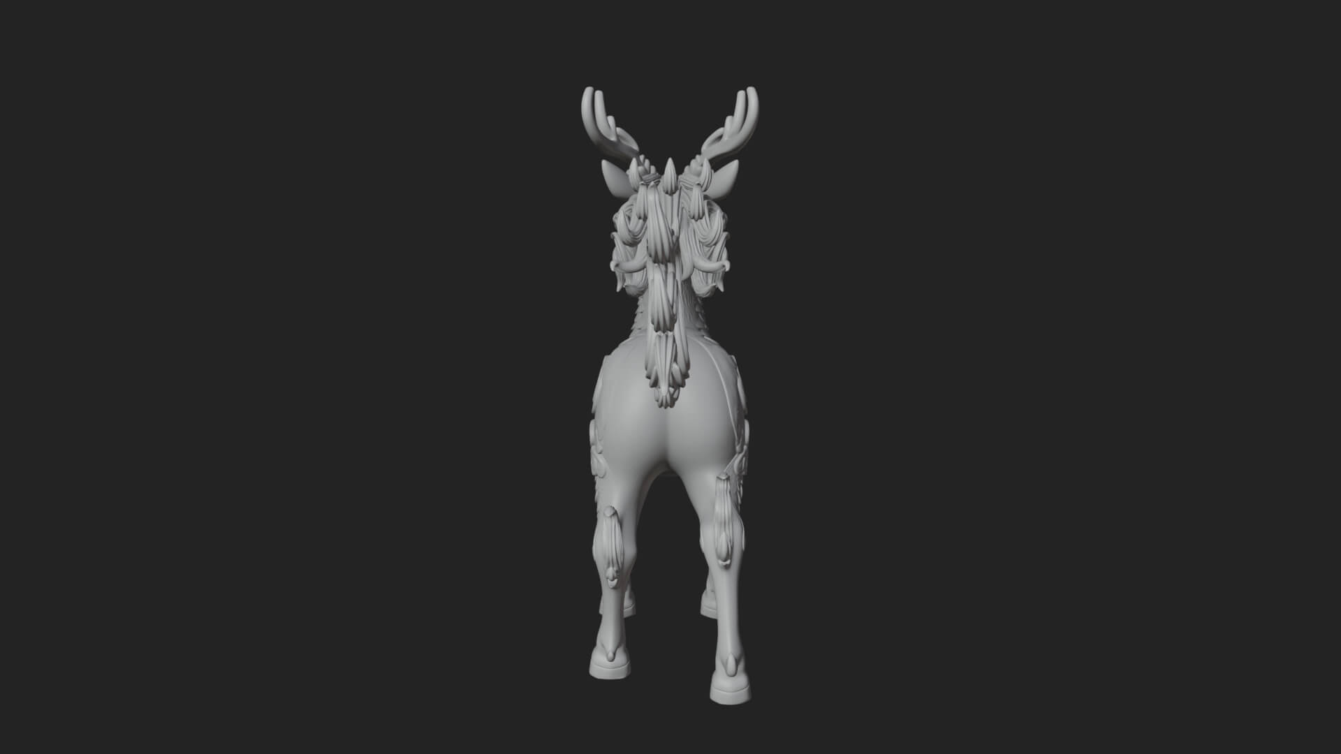 Qilin Deer Beast Statue Design 1 3D Print Model 3D Model