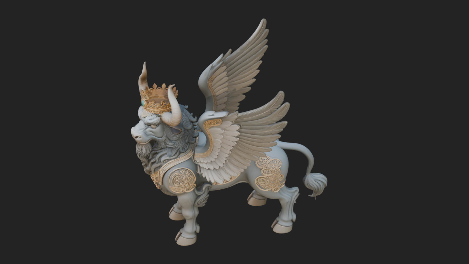 Qilin Deer Beast Statue Design 10 3D Print Model 3D Model