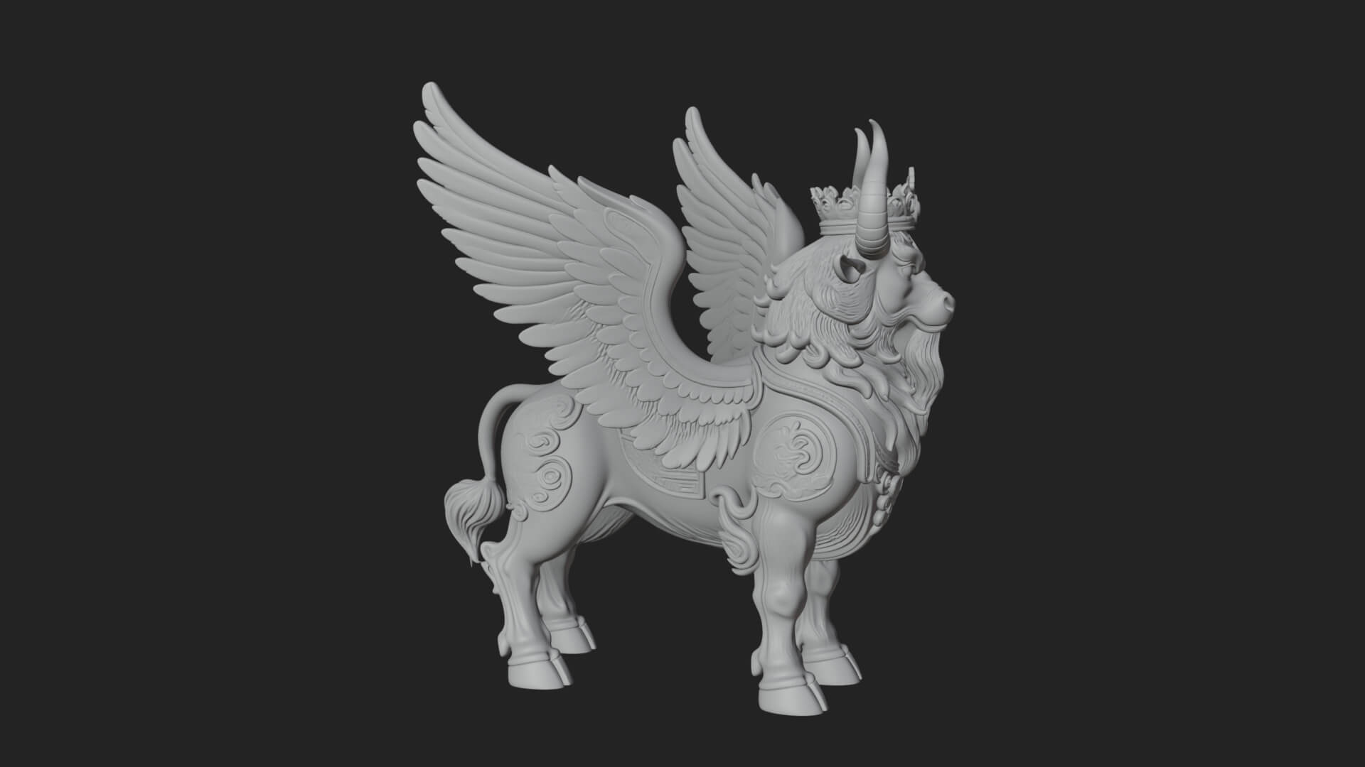 Qilin Deer Beast Statue Design 10 3D Print Model 3D Model