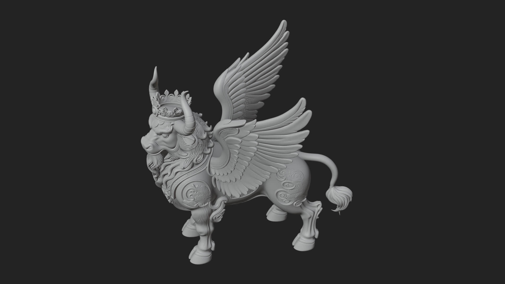 Qilin Deer Beast Statue Design 10 3D Print Model 3D Model