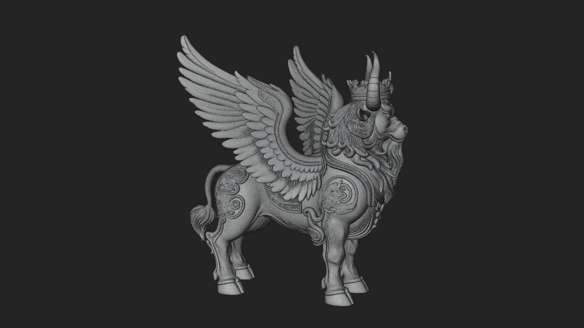 Qilin Deer Beast Statue Design 10 3D Print Model 3D Model