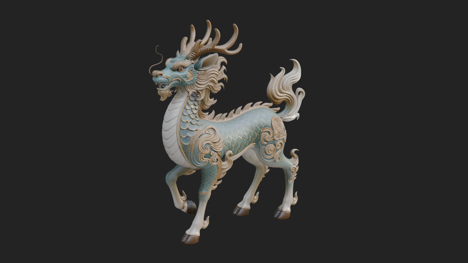 Qilin Deer Beast Statue Design 11 3D Print Model 3D Model