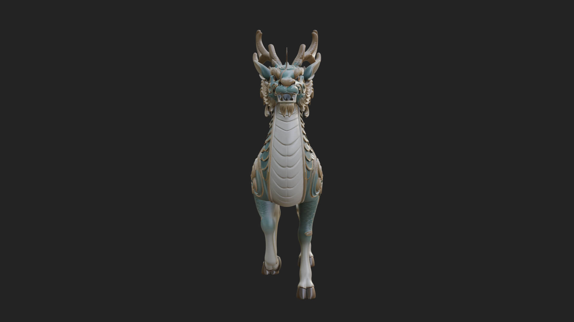 Qilin Deer Beast Statue Design 11 3D Print Model 3D Model