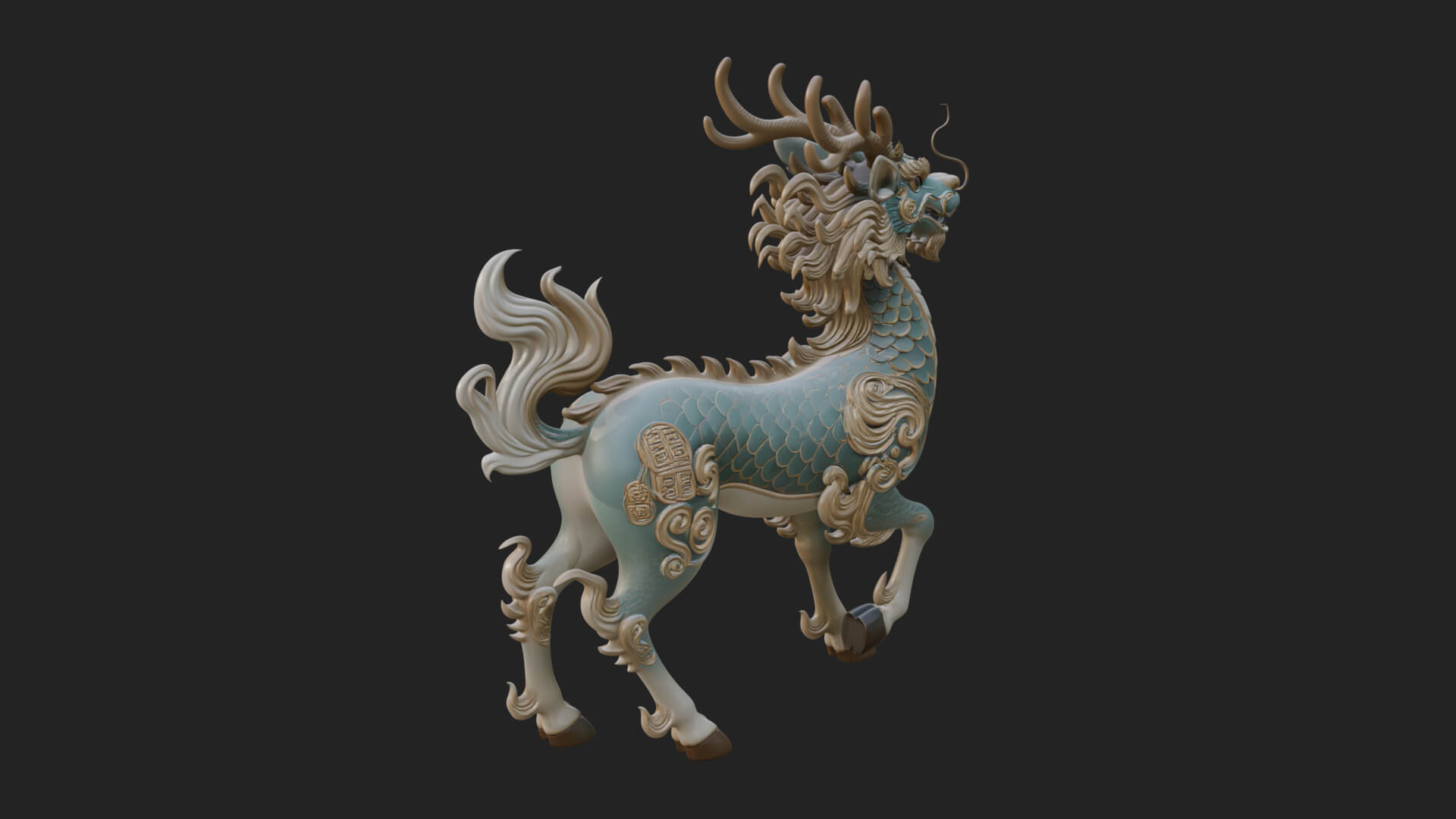 Qilin Deer Beast Statue Design 11 3D Print Model 3D Model