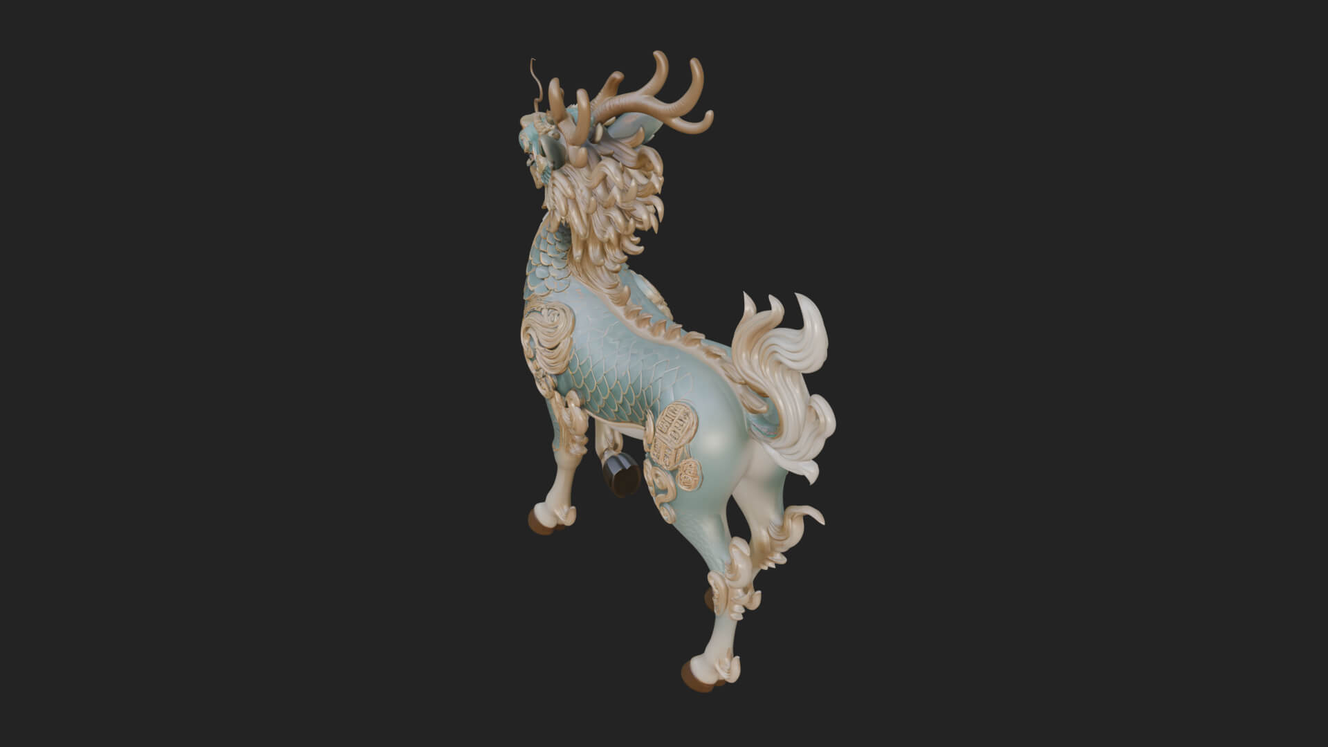 Qilin Deer Beast Statue Design 11 3D Print Model 3D Model