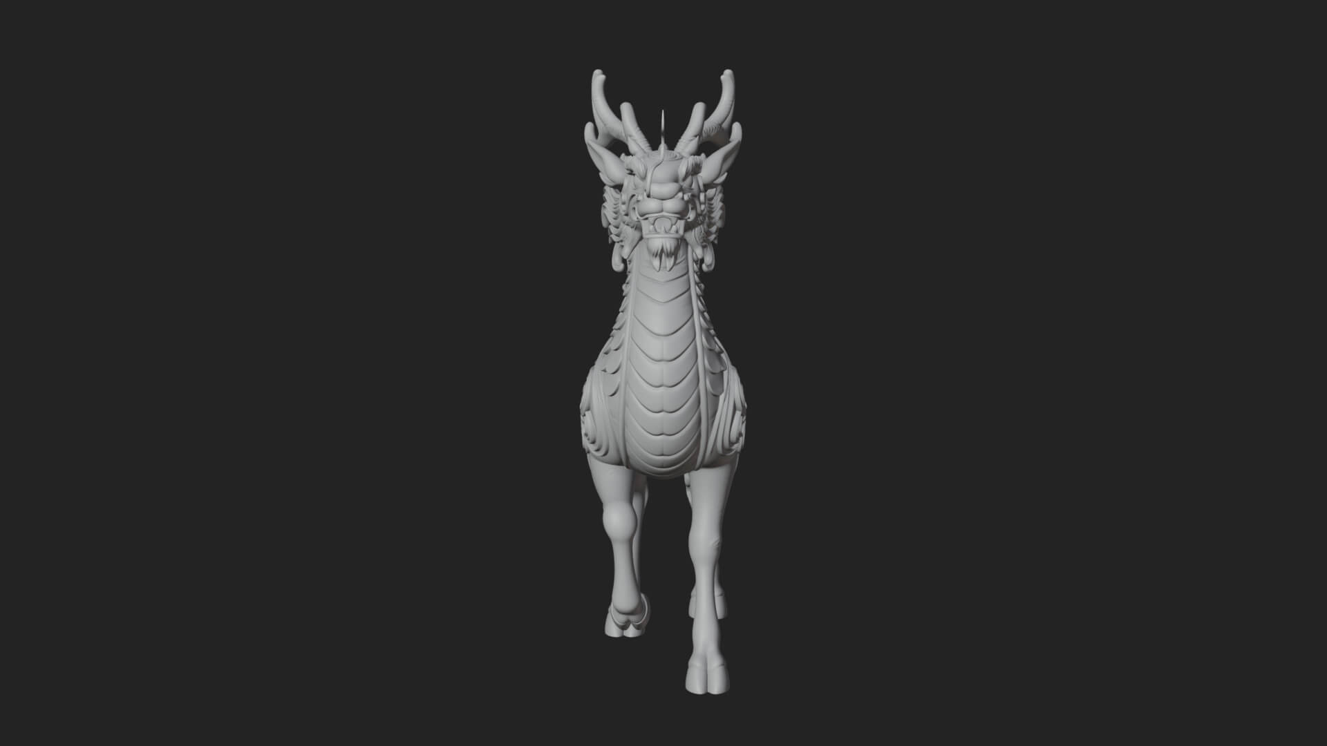 Qilin Deer Beast Statue Design 11 3D Print Model 3D Model