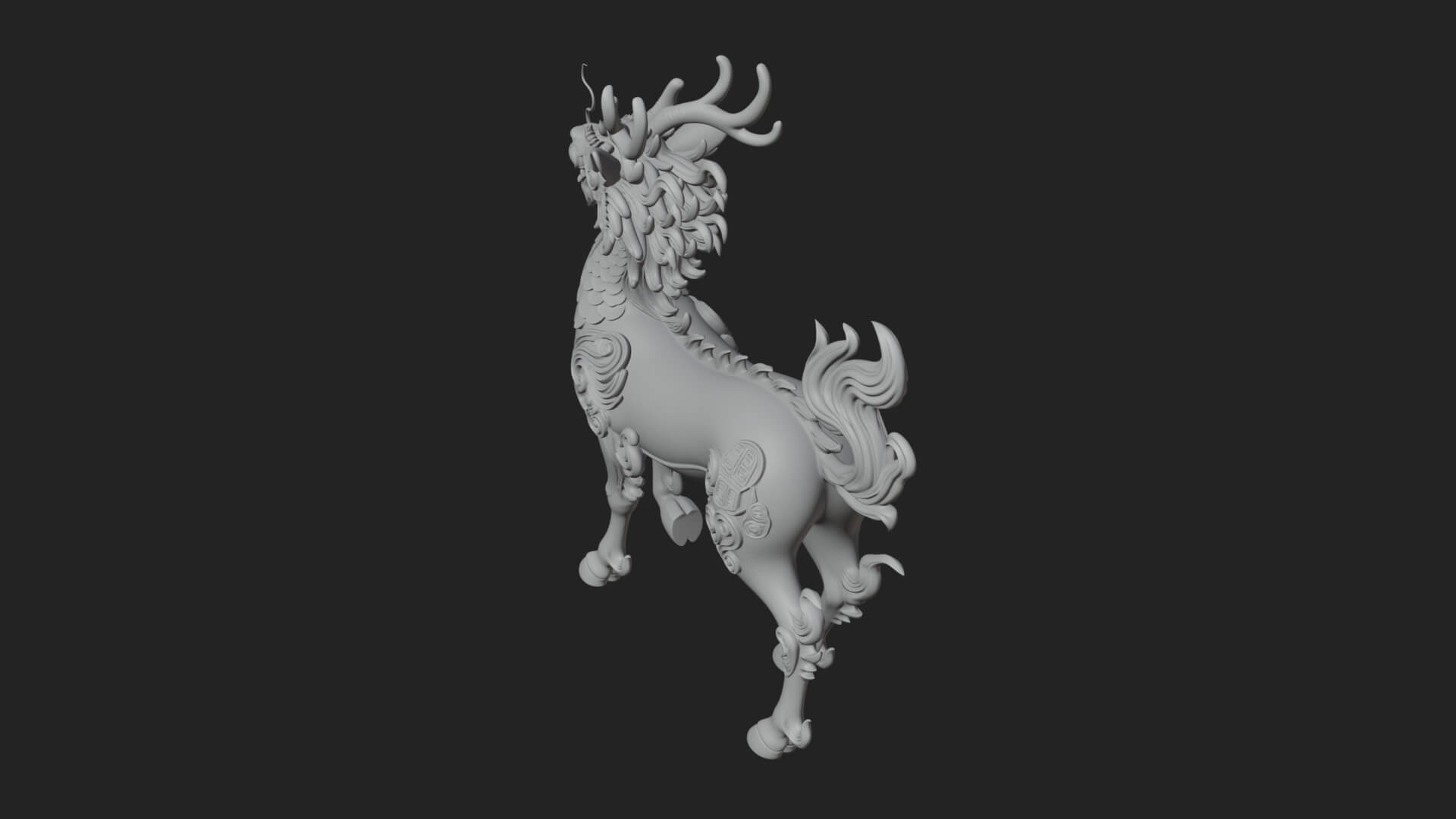 Qilin Deer Beast Statue Design 11 3D Print Model 3D Model