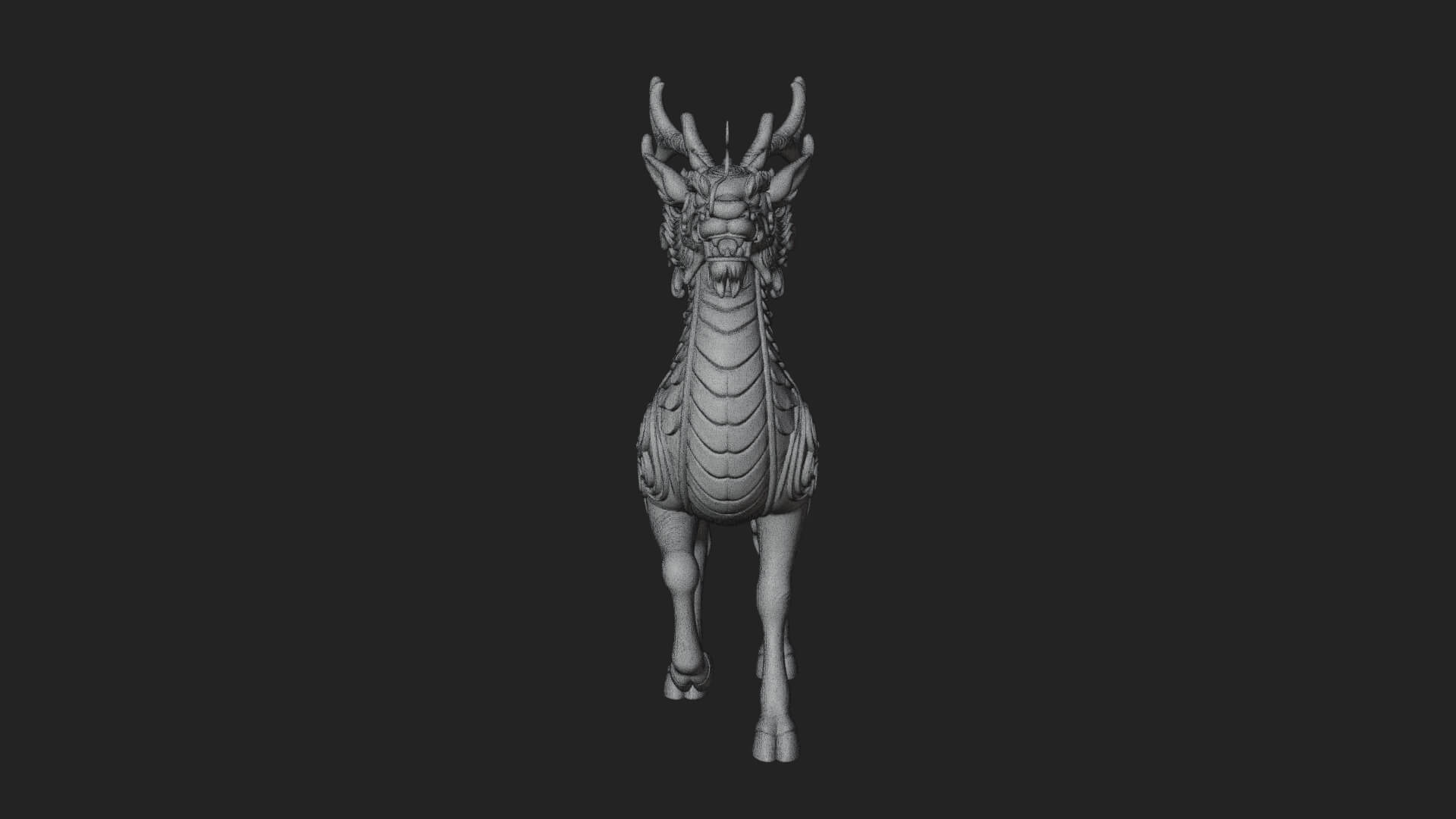 Qilin Deer Beast Statue Design 11 3D Print Model 3D Model