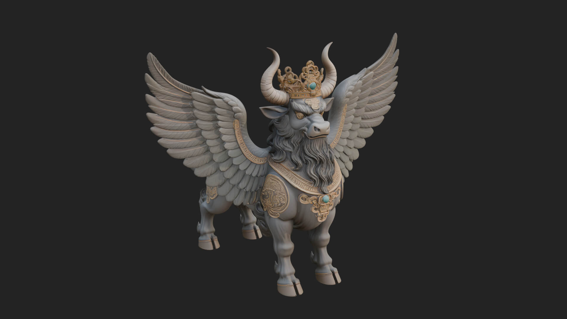 Qilin Deer Beast Statue Design 12 3D Print Model 3D Model