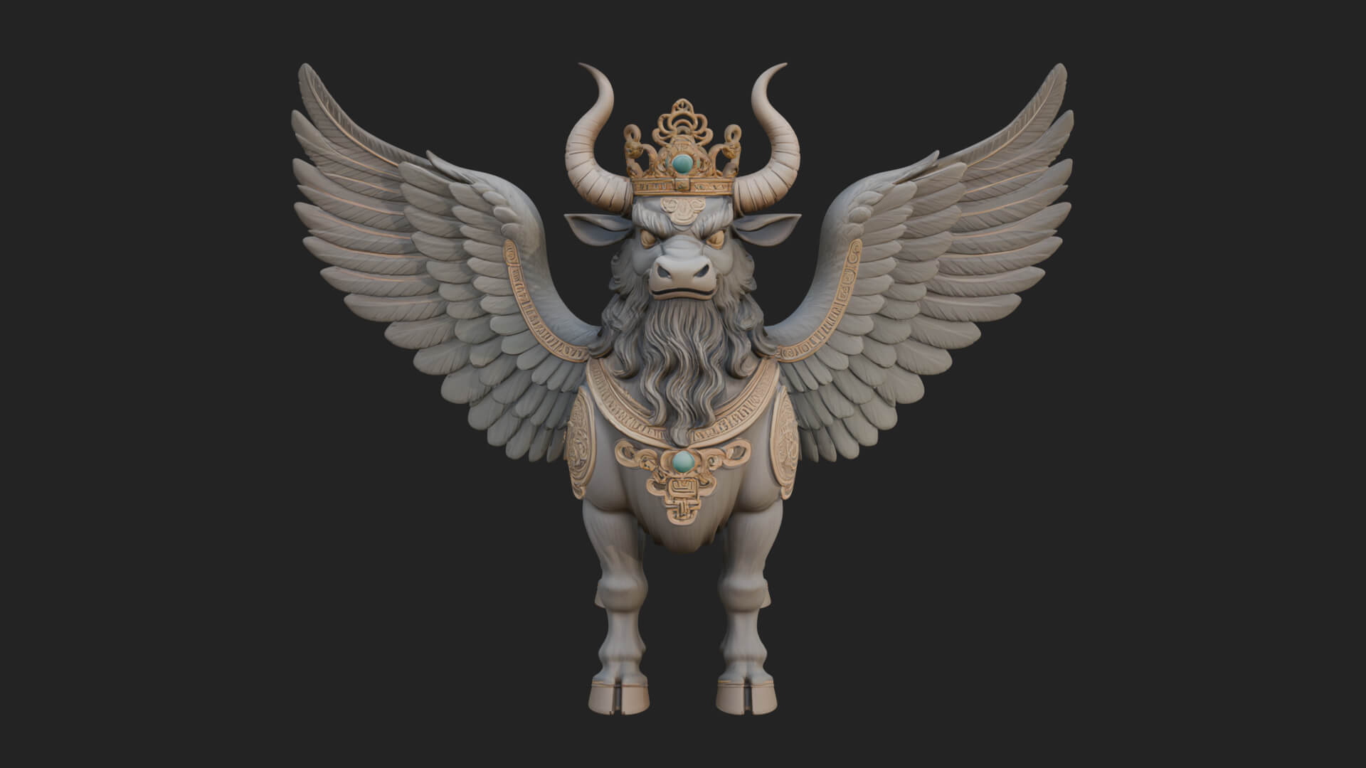 Qilin Deer Beast Statue Design 12 3D Print Model 3D Model