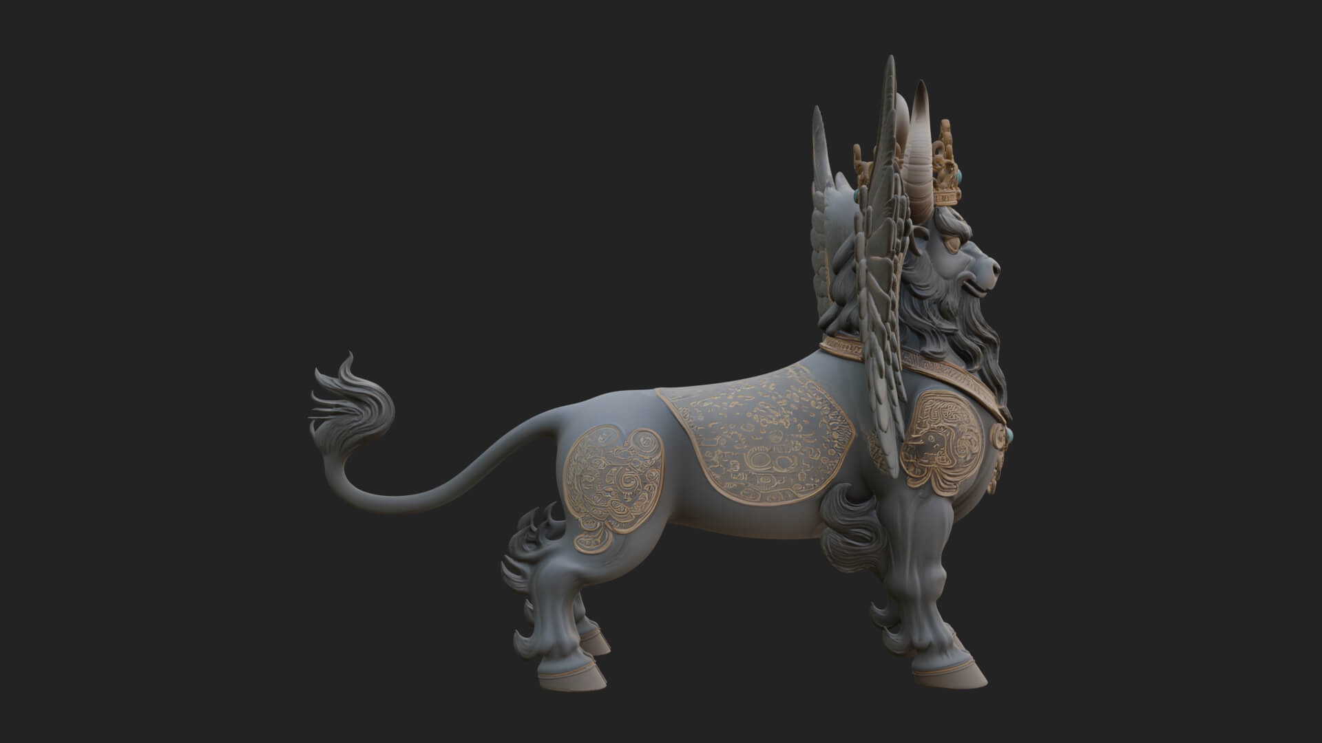 Qilin Deer Beast Statue Design 12 3D Print Model 3D Model