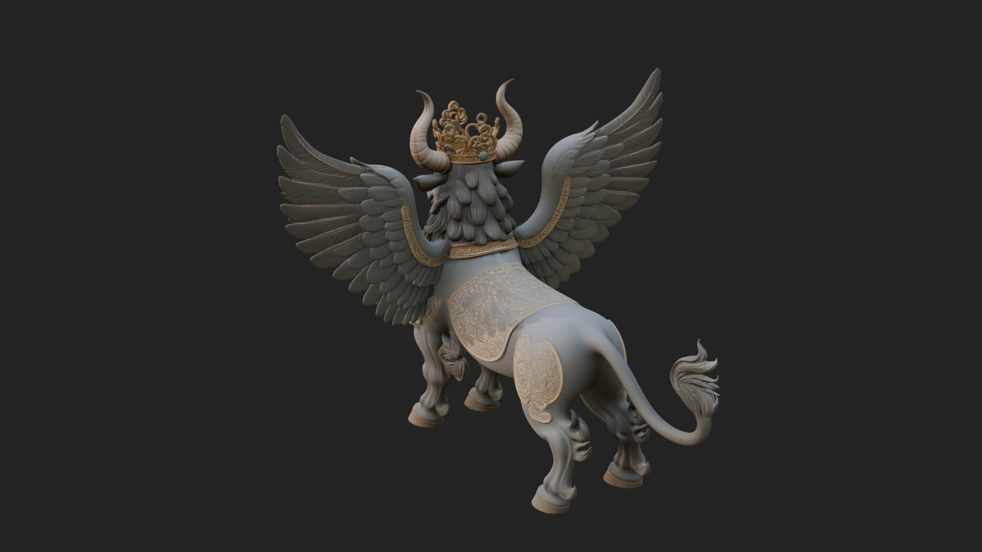 Qilin Deer Beast Statue Design 12 3D Print Model 3D Model